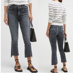 MOTHER Washed Black Cropped Ankle Jeans